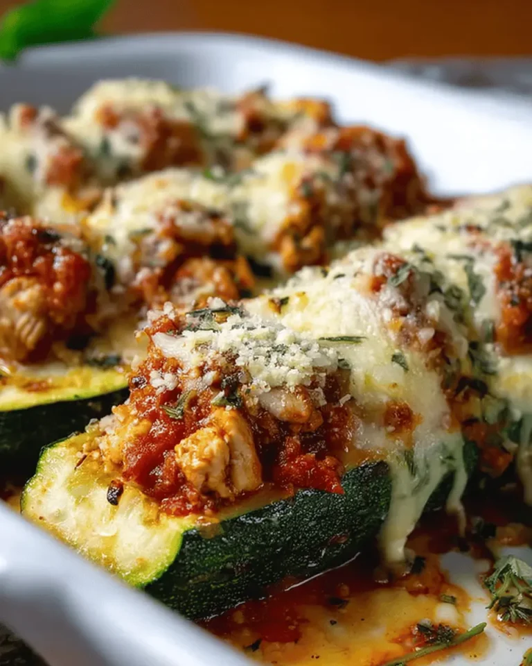 Chicken Parmesan Stuffed Zucchini Boats