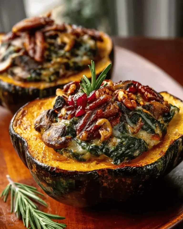 Mushroom & Spinach Stuffed Acorn Squash