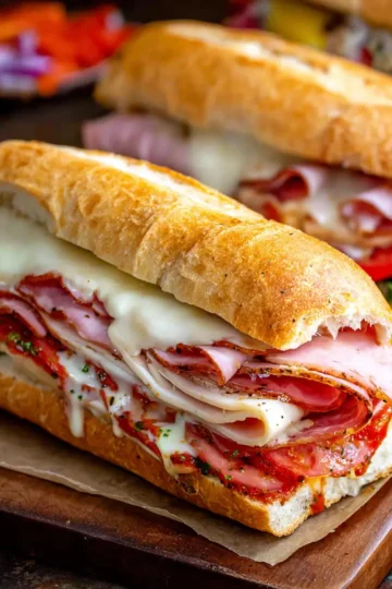 Baked Italian Sub Sandwiches (with Turkey Bacon and Chicken Ham)
