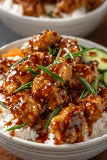 Spicy Honey-Ginger Chicken Bowls with Yum Yum Sauce