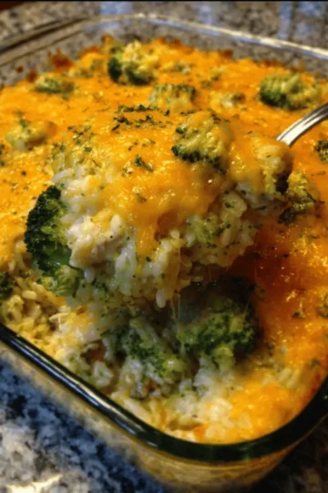Broccoli Rice Chicken & Cheese Casserole