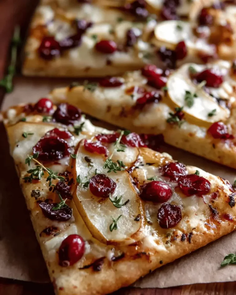 Pear, Brie, and Cranberry Flatbread with Thyme