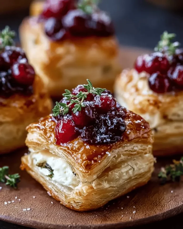 Cranberry Brie Puff Pastry Bites