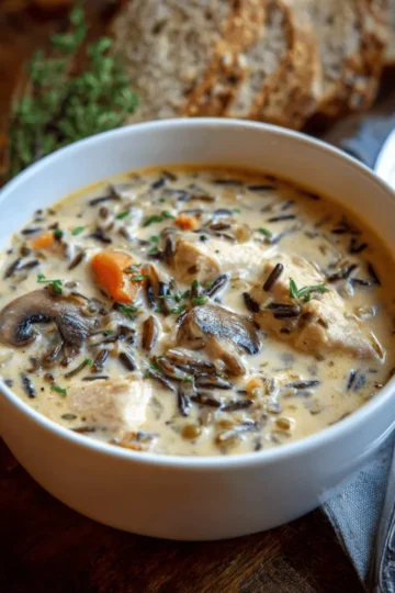 Creamy Mushroom Chicken & Wild Rice Soup