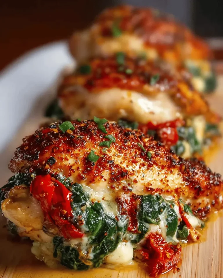 Roasted Red Pepper, Spinach, and Mozzarella Stuffed Chicken