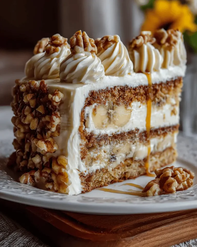 Heavenly Banana Walnut Cream Cake