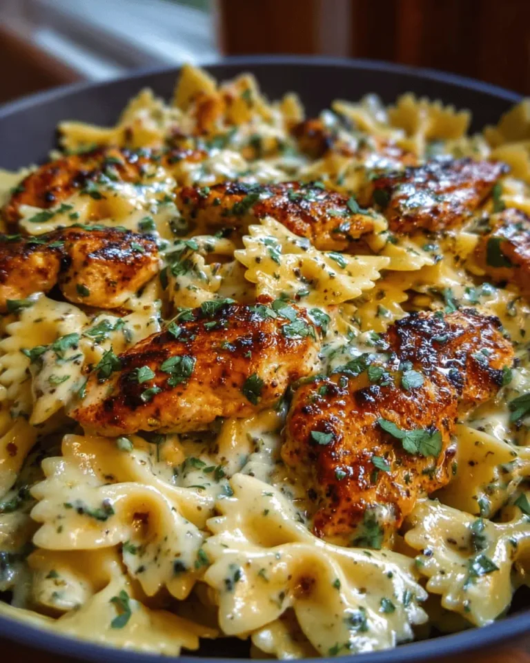 Garlic Butter Chicken Bowties with Mozzarella Cream Sauce