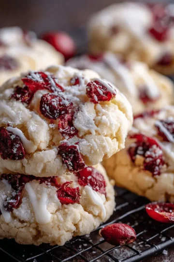 White Chocolate Cranberry Cream Cheese Crinkle Cookies
