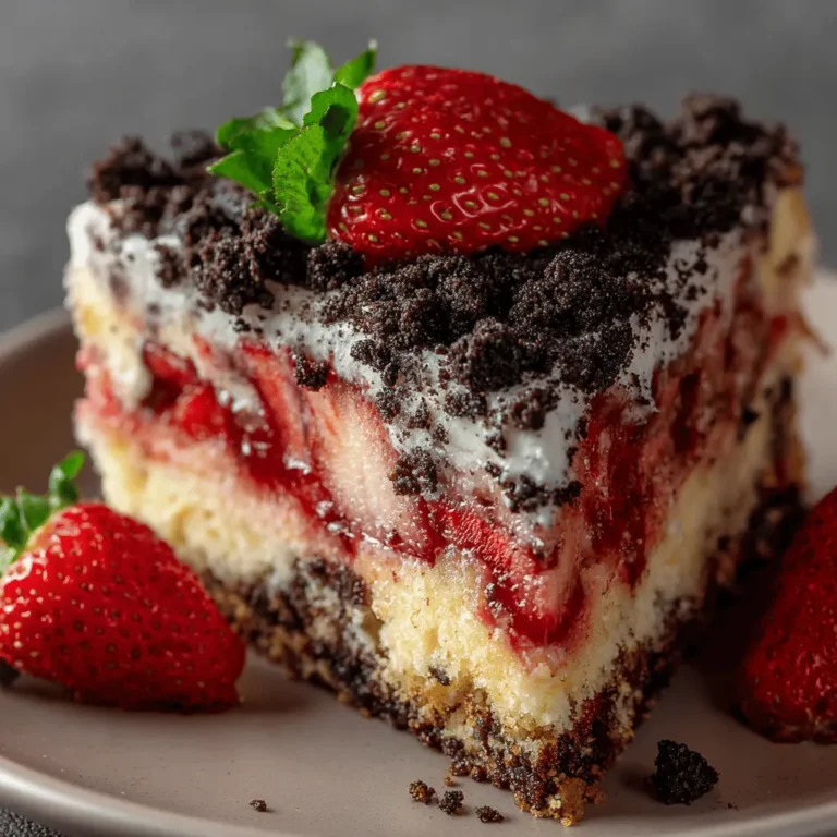 Strawberry Cake with Oreo Crumble