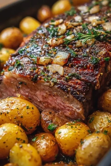 Roasted Beef Sirloin with Garlic Potatoes