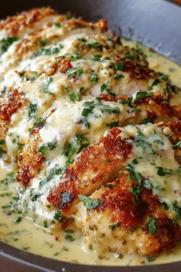 Baked Caesar Chicken with Creamy Parmesan Sauce